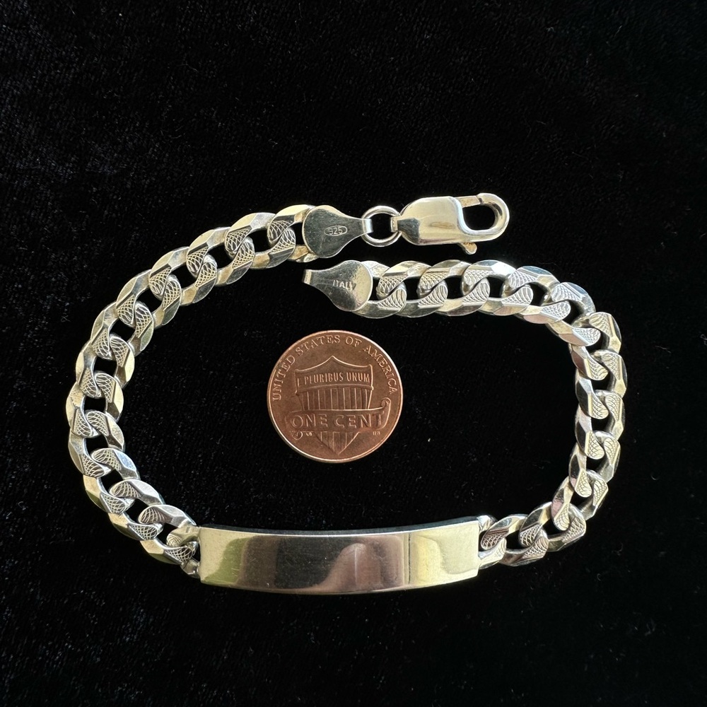 VINTAGE ITALY 925 SILVER BRACELET 8.5in 21.3gm